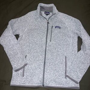 Patagonia Heathered Light Gray Full-Zip Fleece Jacket